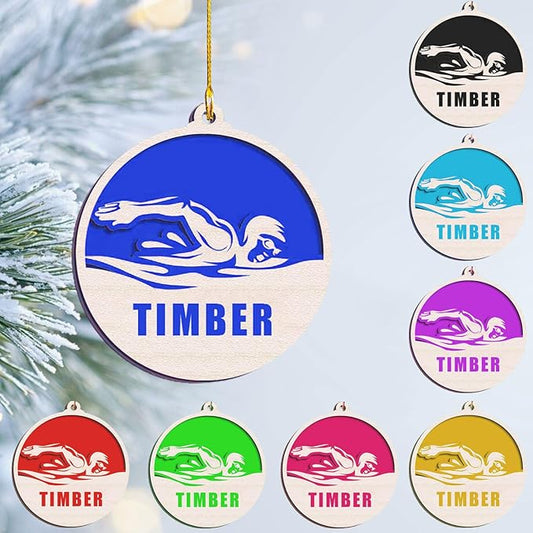Personalized Swimming Ornament - Custom Swimmer Christmas Gift for Boys, Girls & Pool Lovers LL10