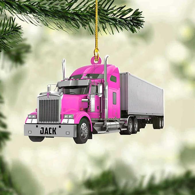 Personalized Semi Truck Christmas Decor - Truck Driver Ornament Gift L14