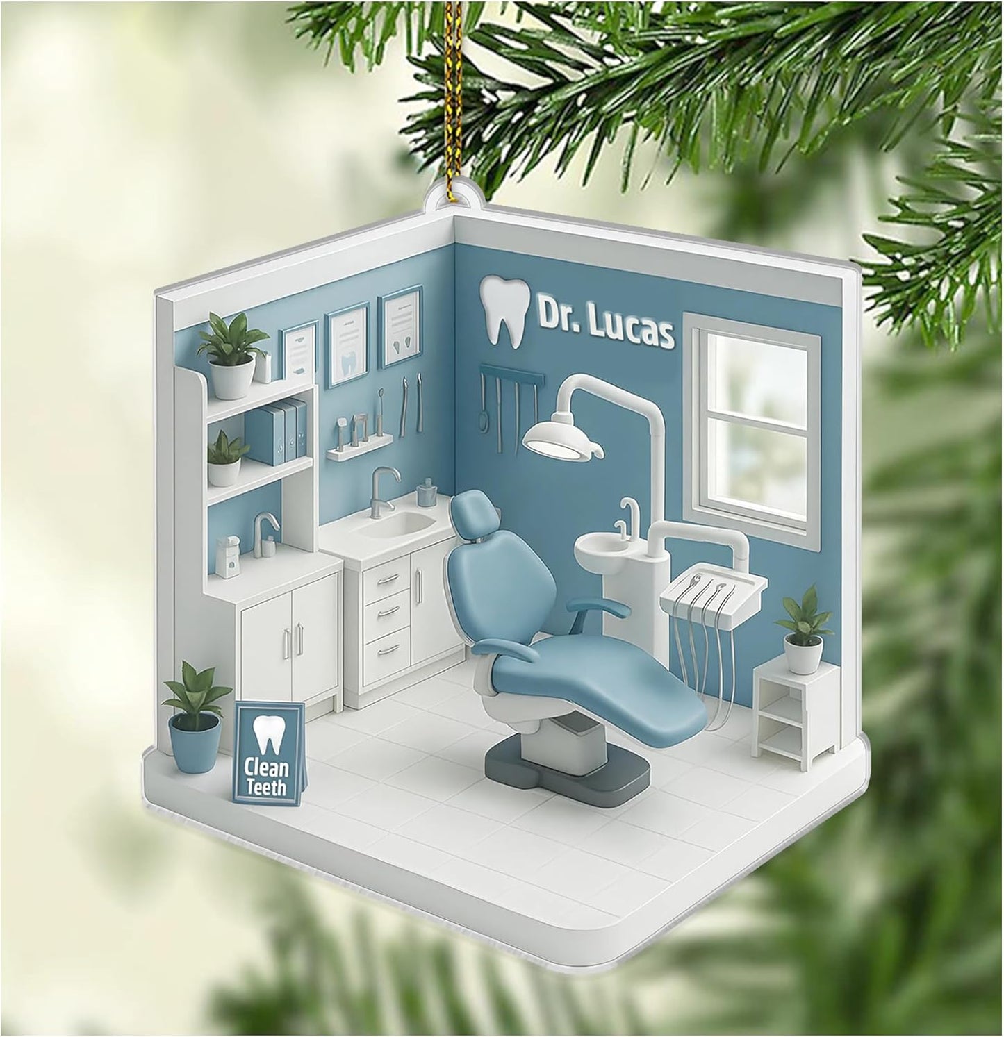Custom Dentist Office Christmas Ornament Style 7