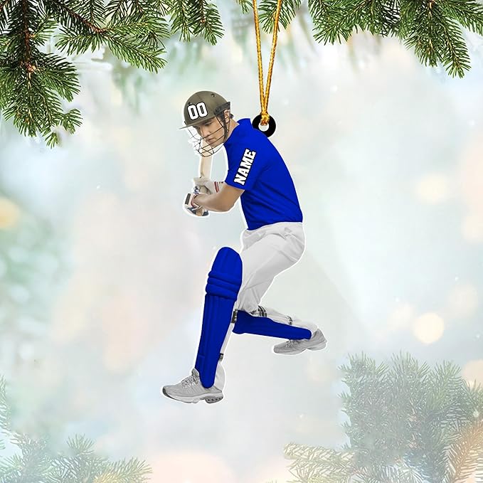 Personalized Cricket Christmas Ornament 2025, Custom Cricket Bat Ornament N24
