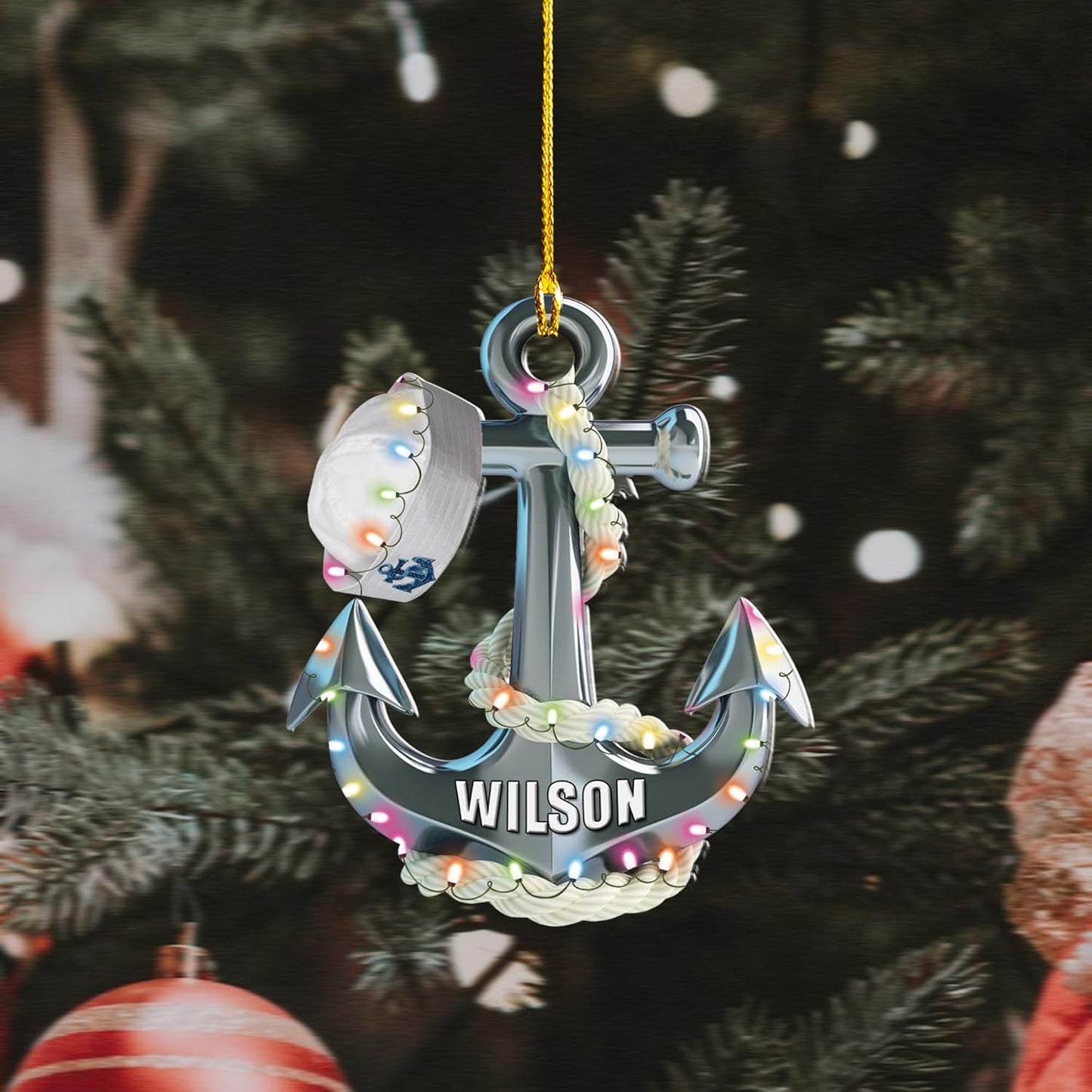 Personalized Sailor Ornament – Custom Captain Sailor Acrylic Ornament, Unique Sailing Glass Keepsake, Navy Captain Holiday Gift for Sailors TS8