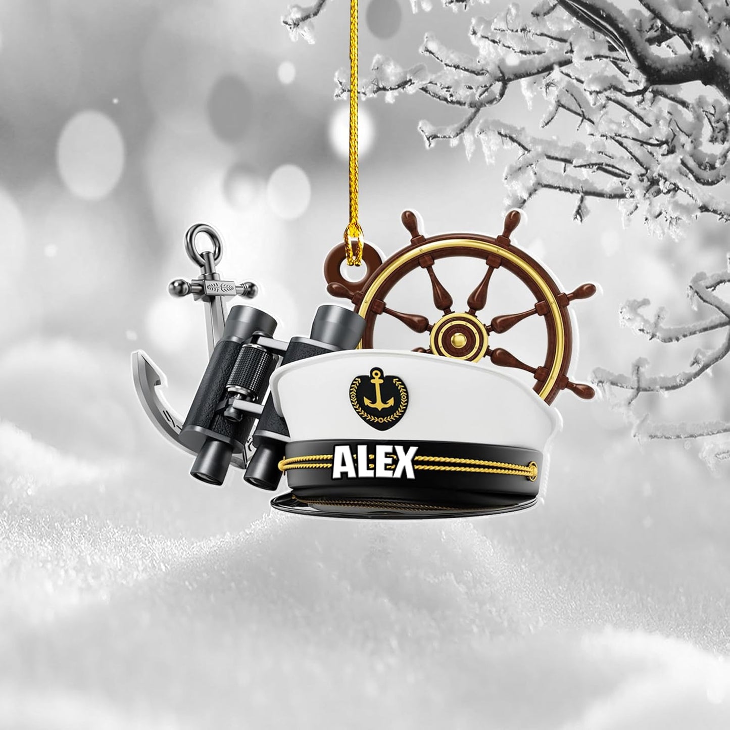 Personalized Sailor Ornament – Custom Captain Sailor Acrylic Ornament, Unique Sailing Glass Keepsake, Navy Captain Holiday Gift for Sailors TS5