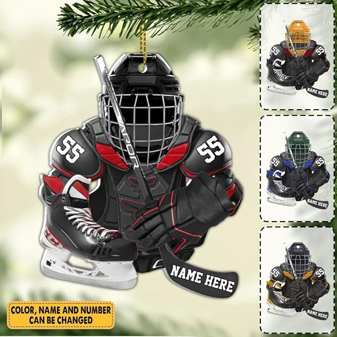Personalized ice Hockey Ornament N16