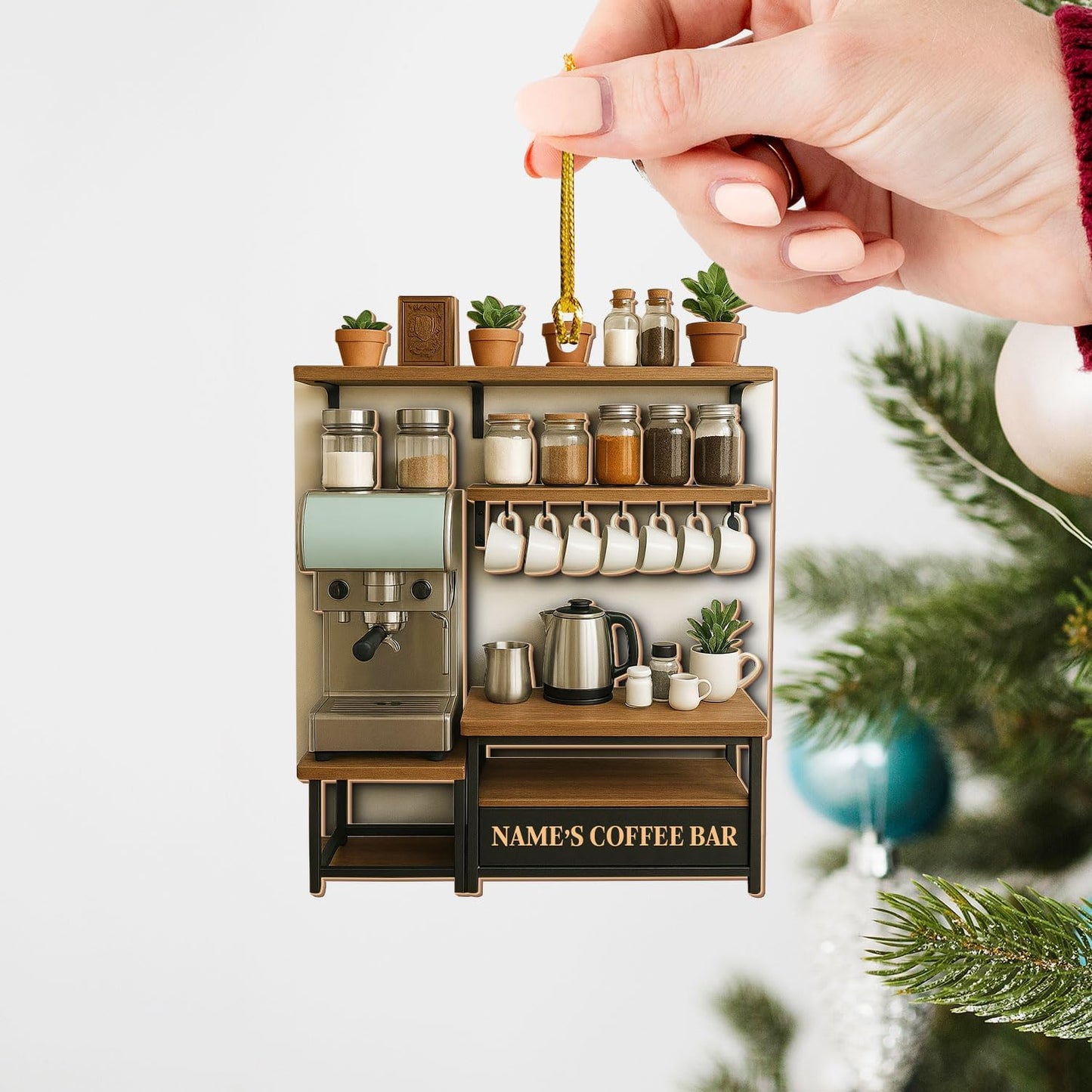 Personalized Coffee Bar Ornament – Unique Holiday Keepsake for Coffee Lover TC23