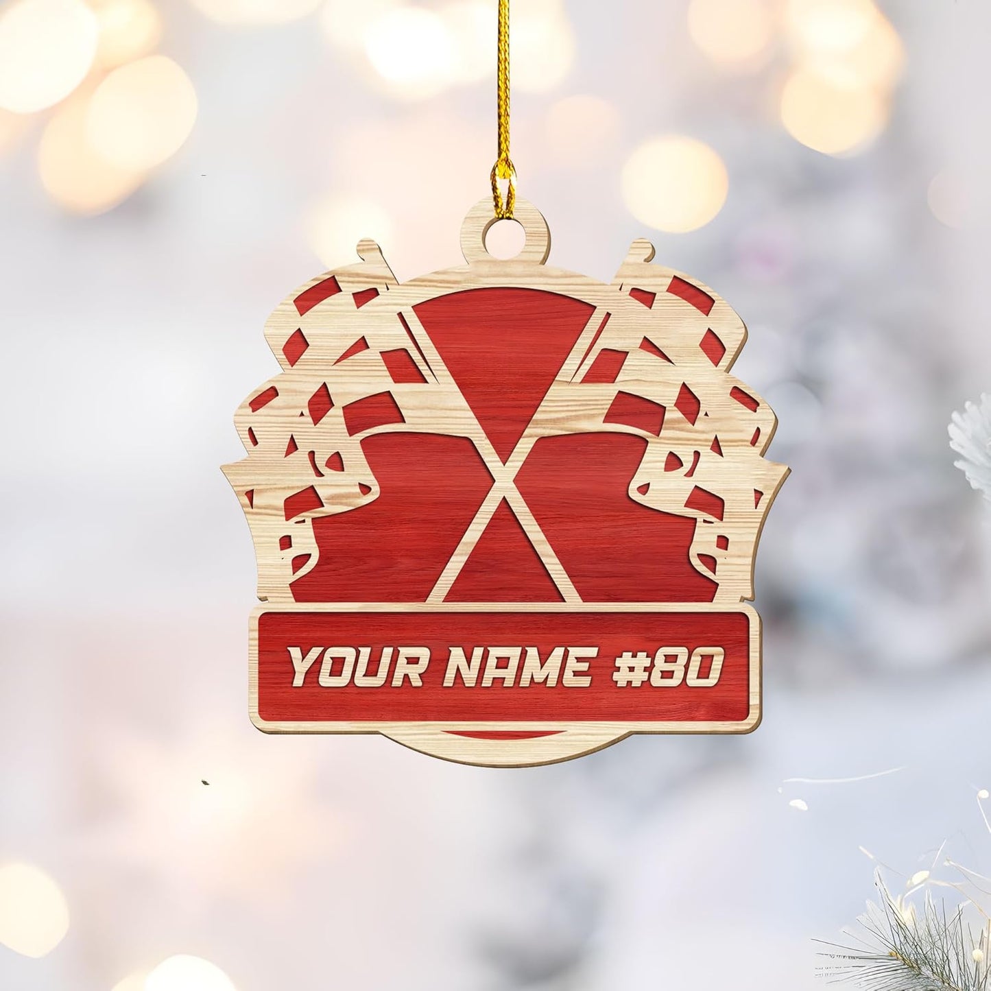 Personalized Racing Car Wood Ornament – Custom Name Race Car Christmas Decoration, Car Lover Gift TR13