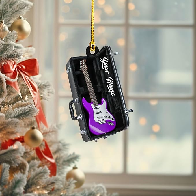 Custom Electric and Acoustic Guitar Christmas Ornament - Guitar Ornament Gift LL28