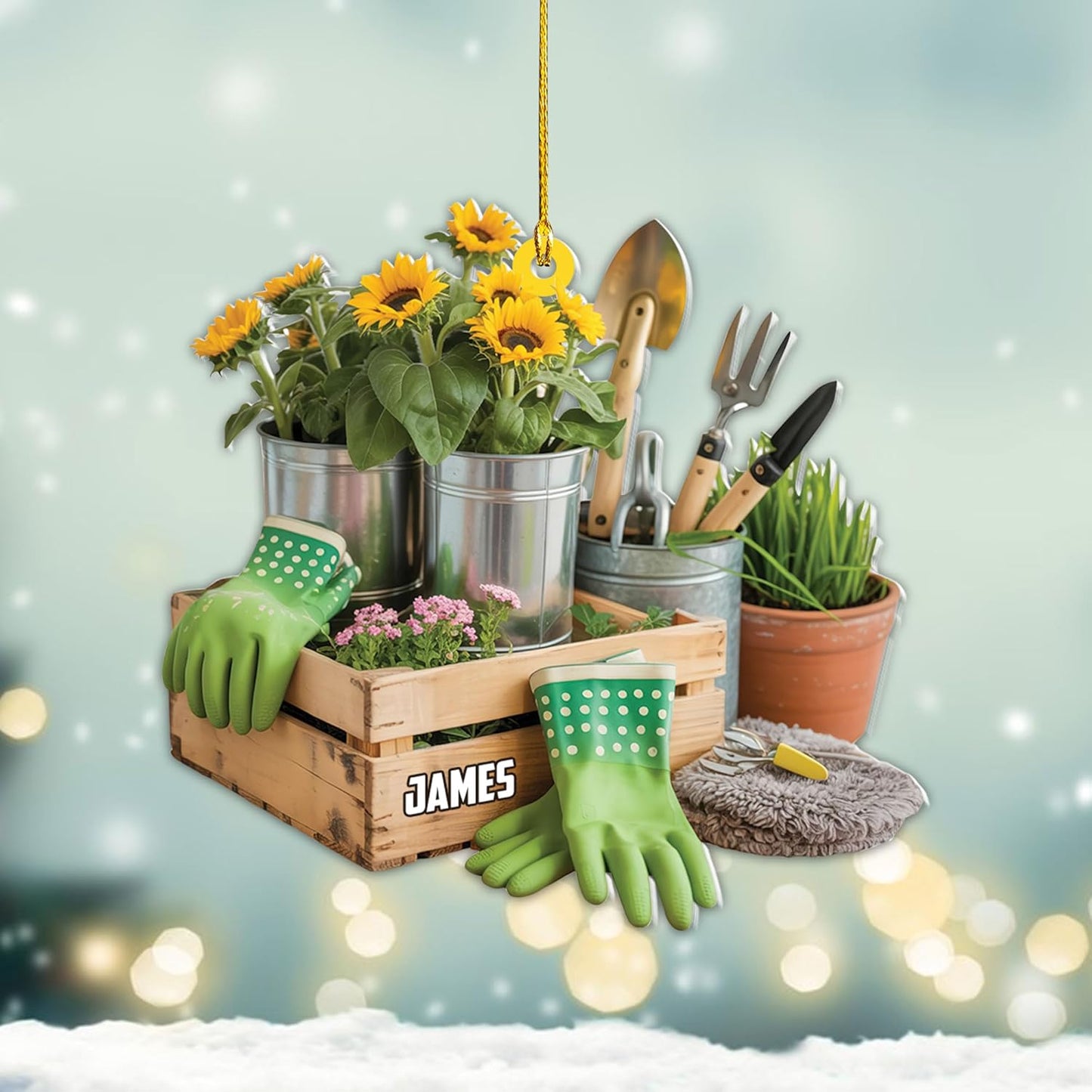 Custom Name Garden Equipment Ornament | Gardener Christmas Tree Decor Gift for Plant & Nature Lovers TG76