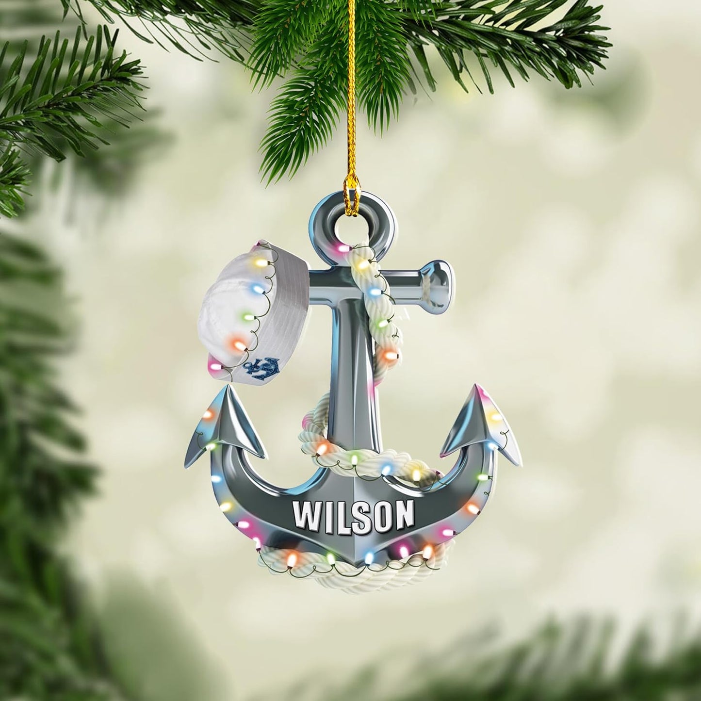 Personalized Sailor Ornament – Custom Captain Sailor Acrylic Ornament, Unique Sailing Glass Keepsake, Navy Captain Holiday Gift for Sailors TS8