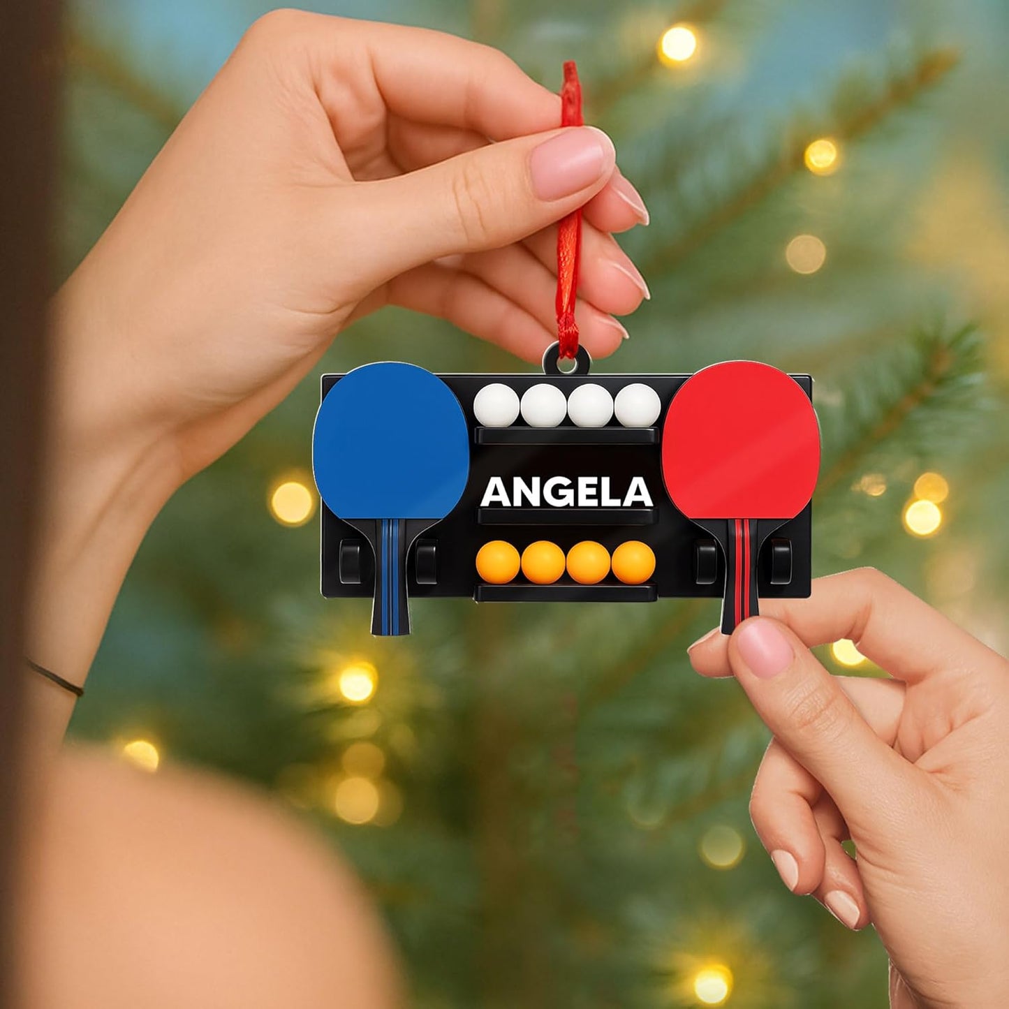 Custom Table Tennis Christmas Ornament – Personalized Ping Pong Player Gift, Acrylic 2D Flat Holiday Decoration, Unique Xmas Keepsake TT6