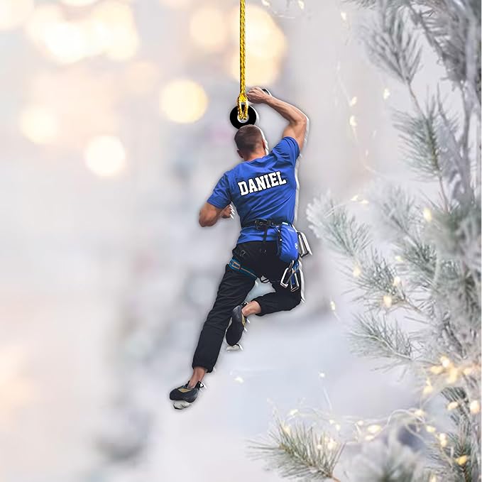 Personalized Climbing Ornament - Custom Rock Climber Christmas Gift for Mountaineers