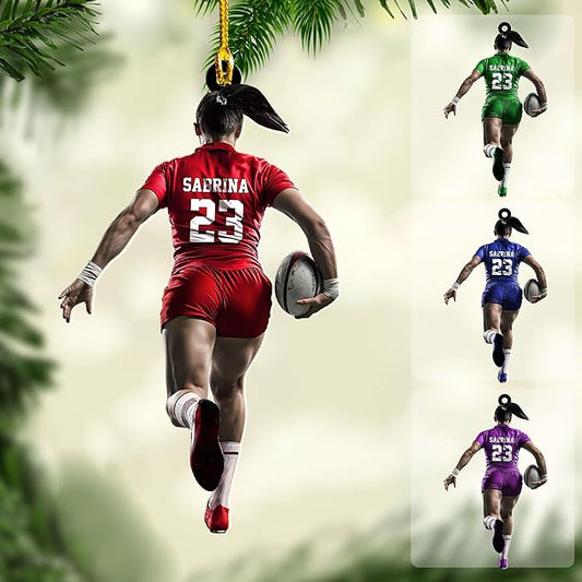 Personalized Rugby Player Christmas Gift for Sports Lovers - Rugby Ornament LL6