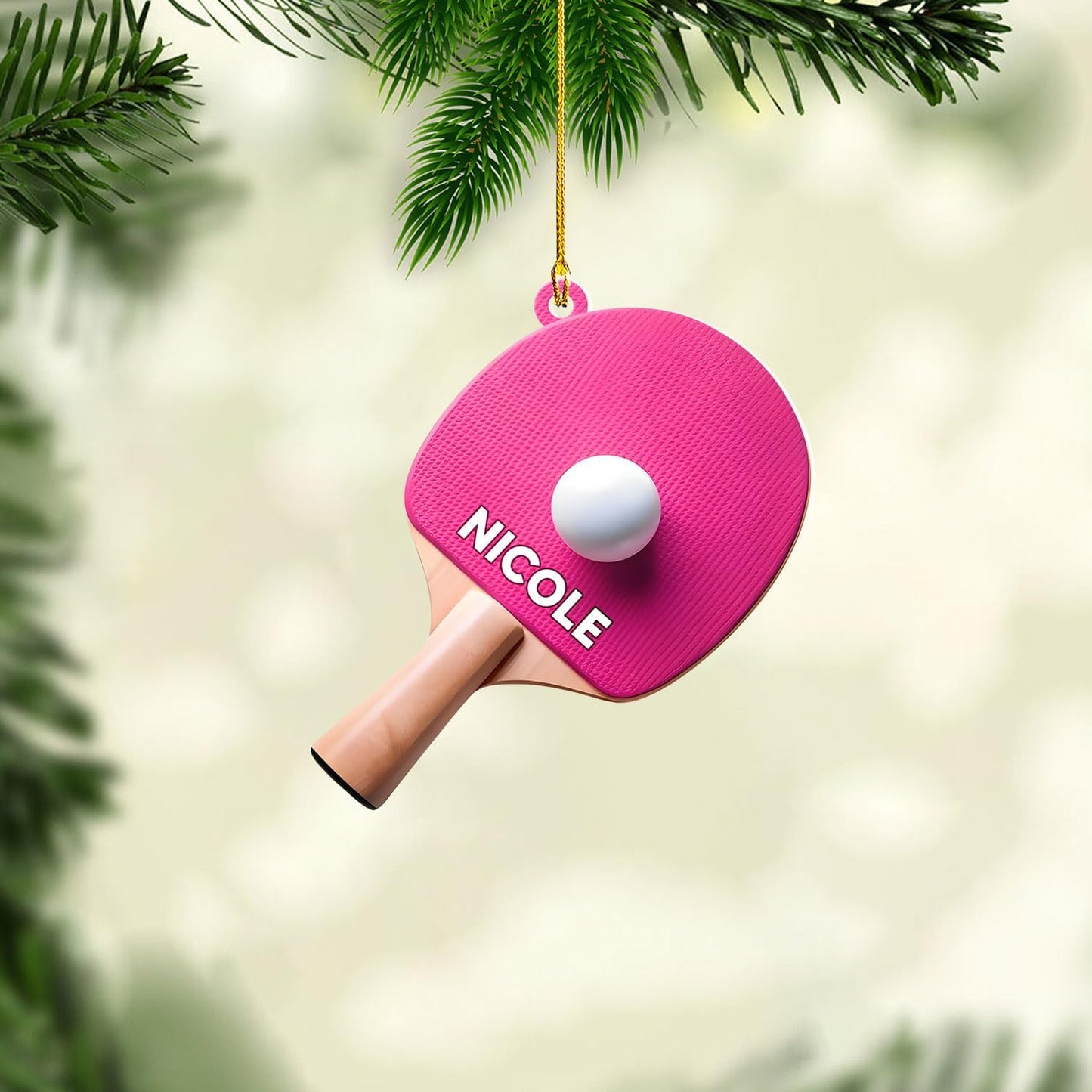 Custom Table Tennis Christmas Ornament – Personalized Ping Pong Player Gift, Acrylic 2D Flat Holiday Decoration, Unique Xmas Keepsake TT5