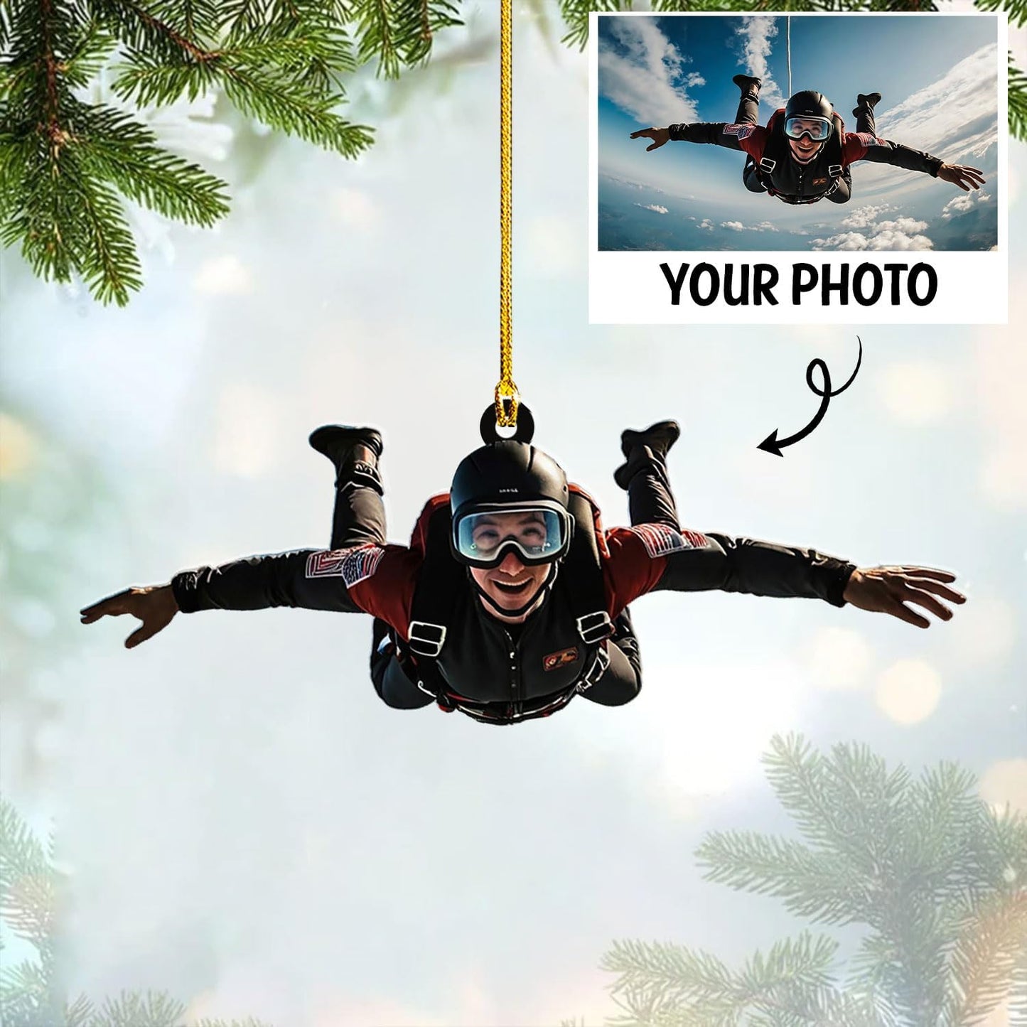Custom Skydiving Christmas Ornament – Skydiver Xmas Decor O12