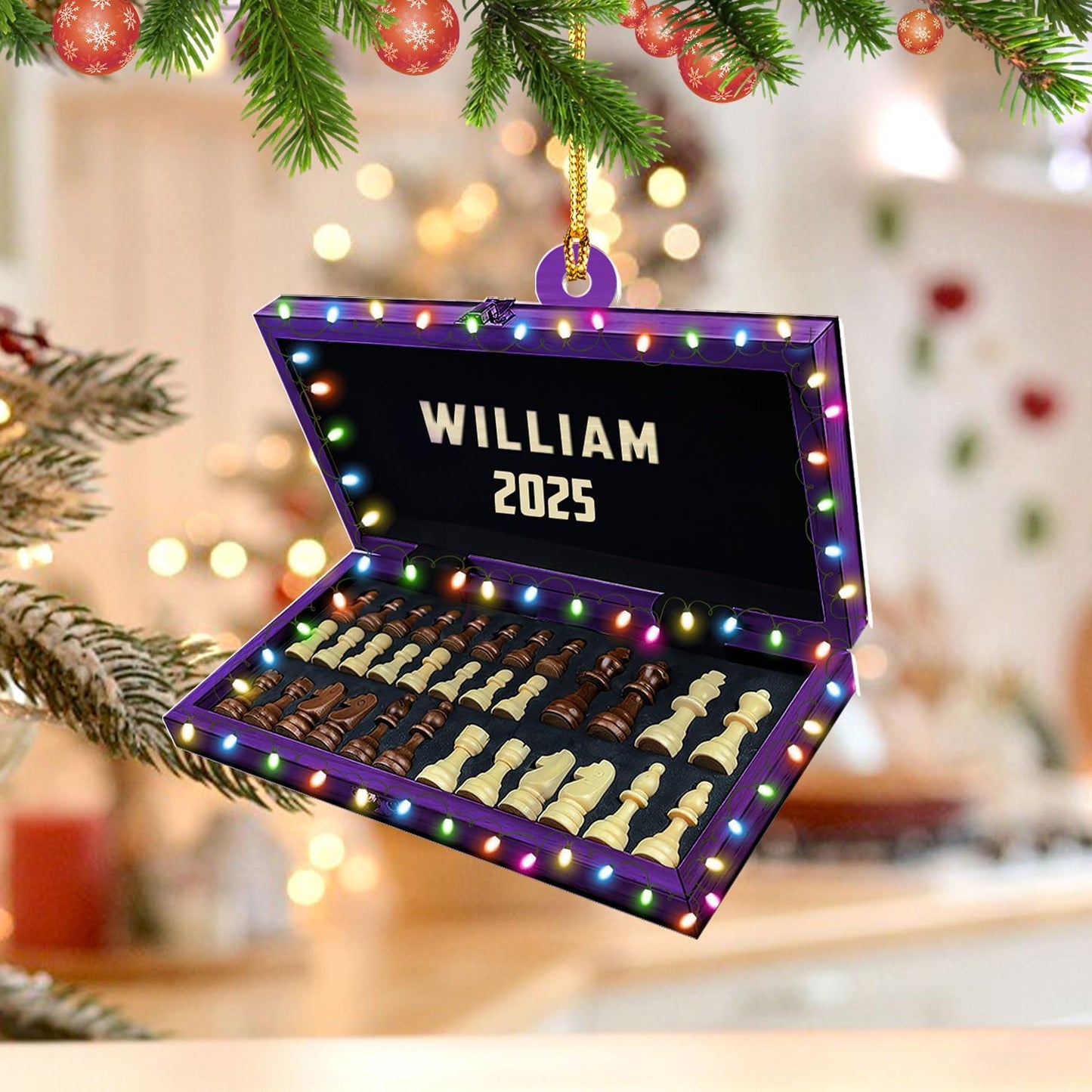 Personalized Name Chess Ornament Gift for Men Women Chess Team Player N21