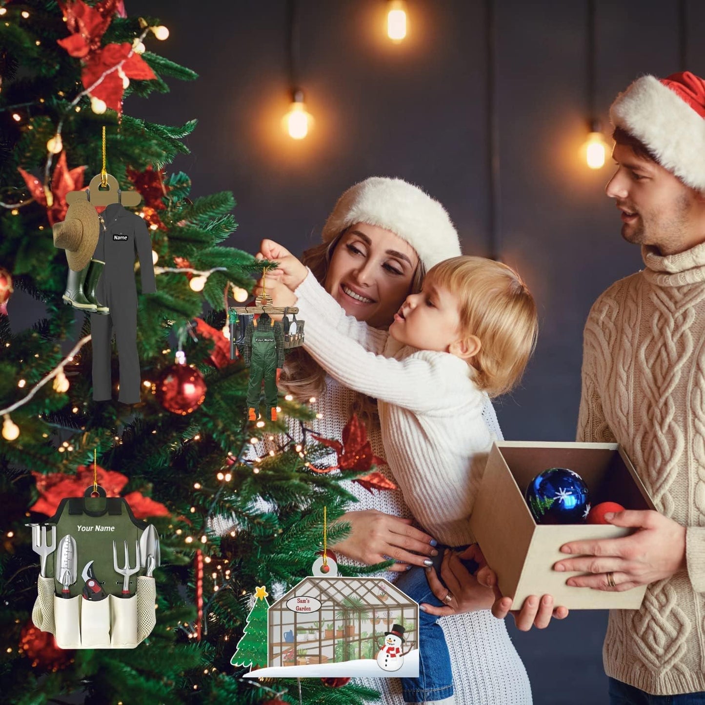 Custom Name Garden Equipment Ornament | Gardener Christmas Tree Decor Gift for Plant & Nature Lovers TG91