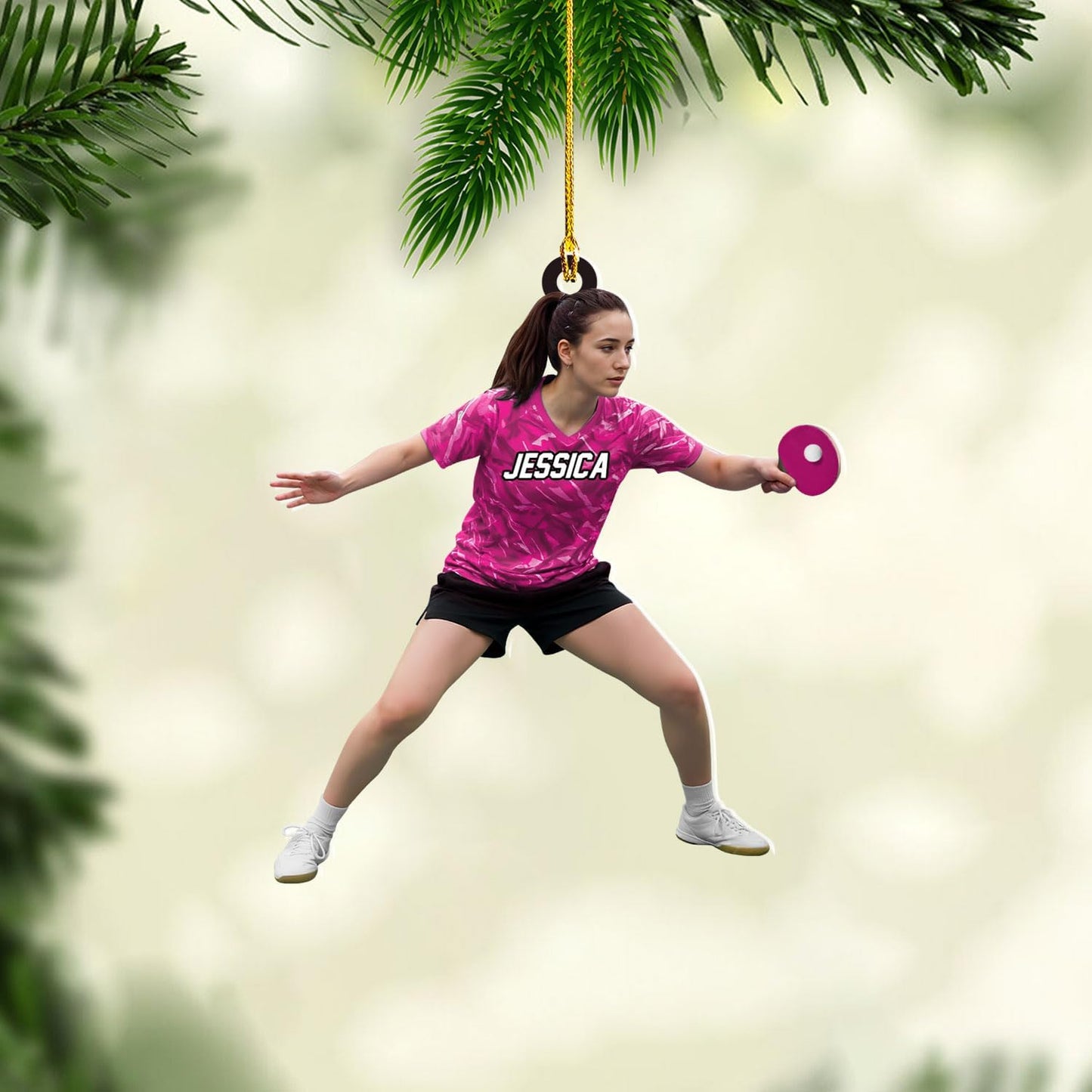 Personalized Ping Pong Ornament – Custom Acrylic 2D Flat Table Tennis Christmas Gift, Sport Holiday Tree Decoration TT9