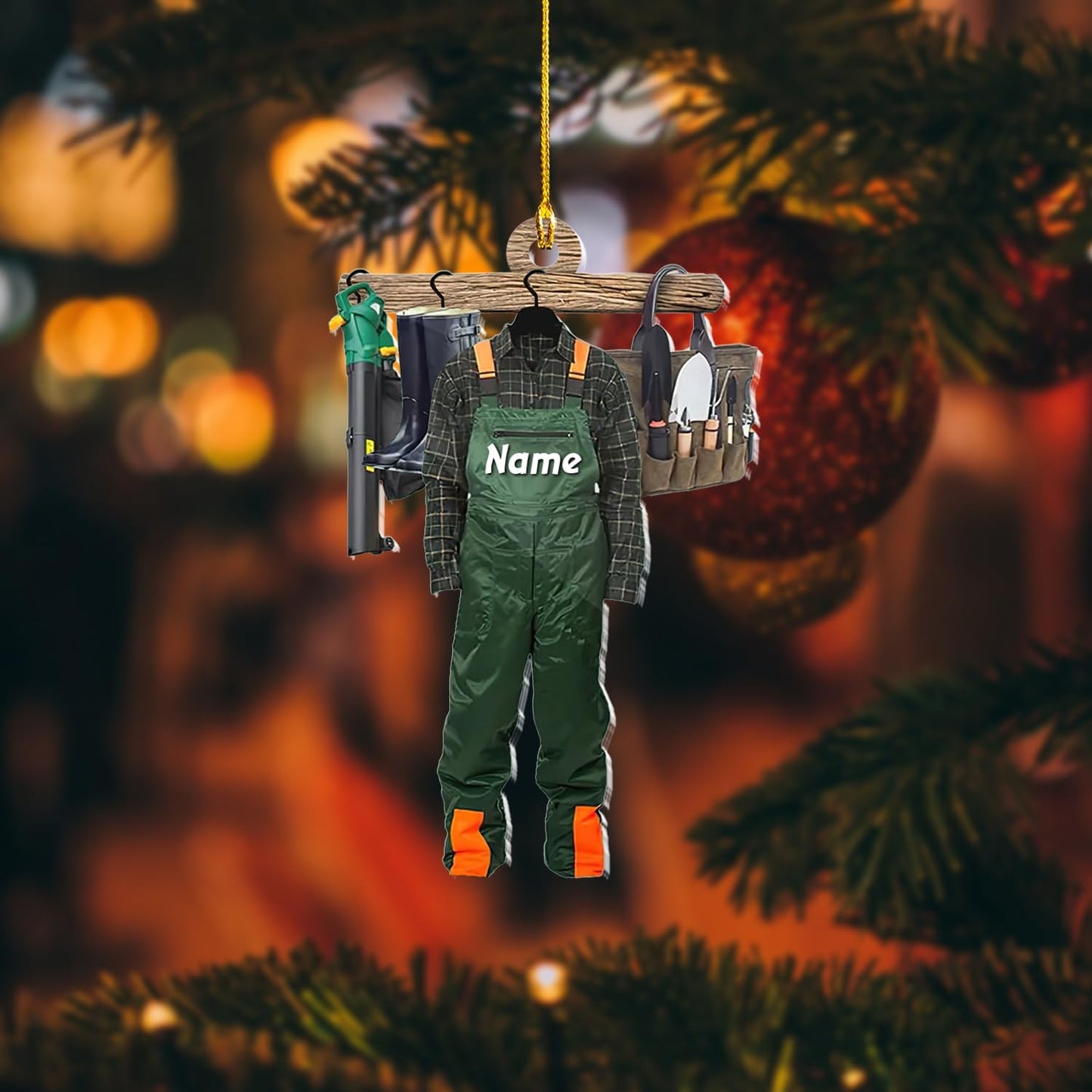 Custom Gardening Ornament with Name – Garden Tools Acrylic Christmas Decor for Gardeners & Green Thumb Lovers TG50