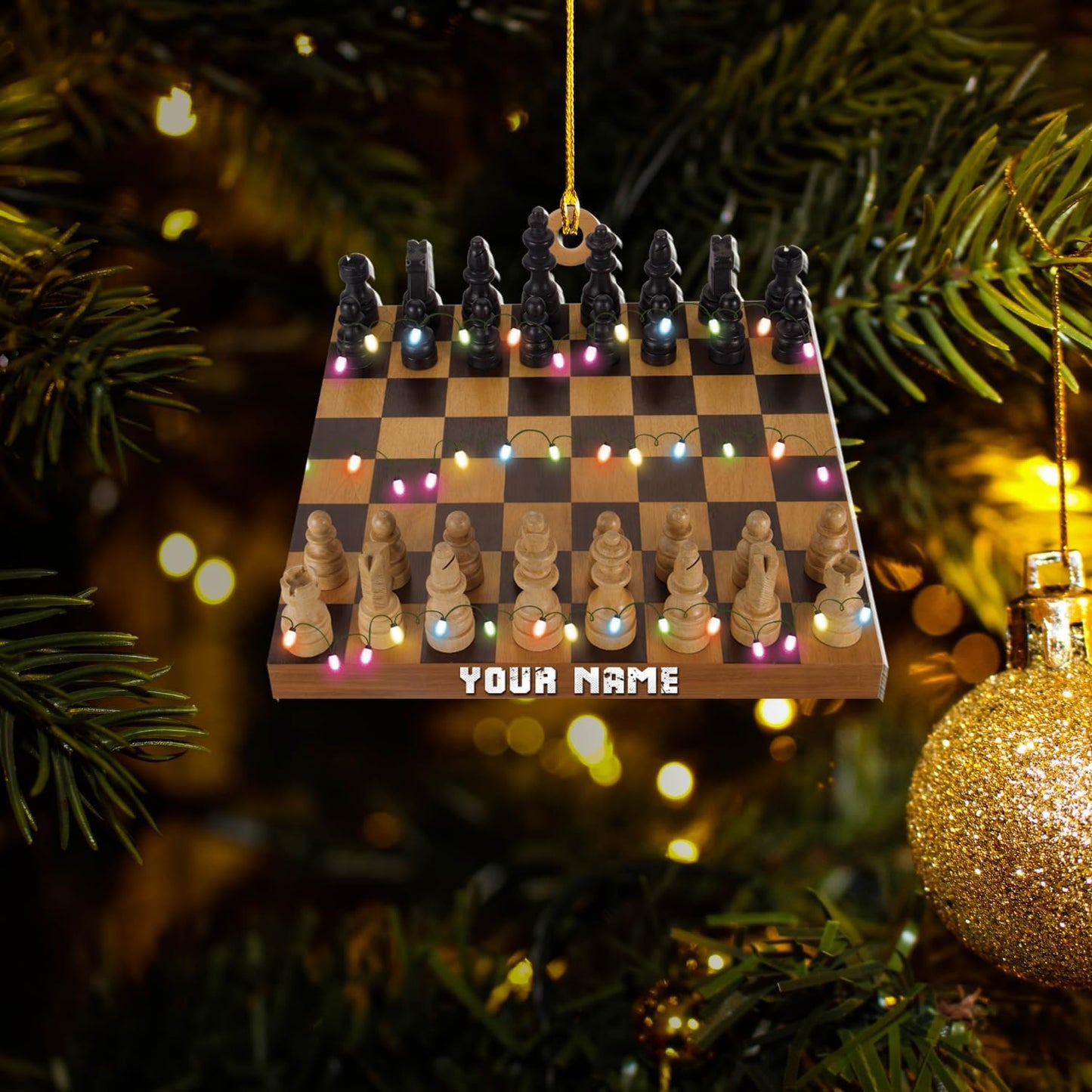 Personalized Name Chess Ornament Gift for Men Women Chess Team Player N03