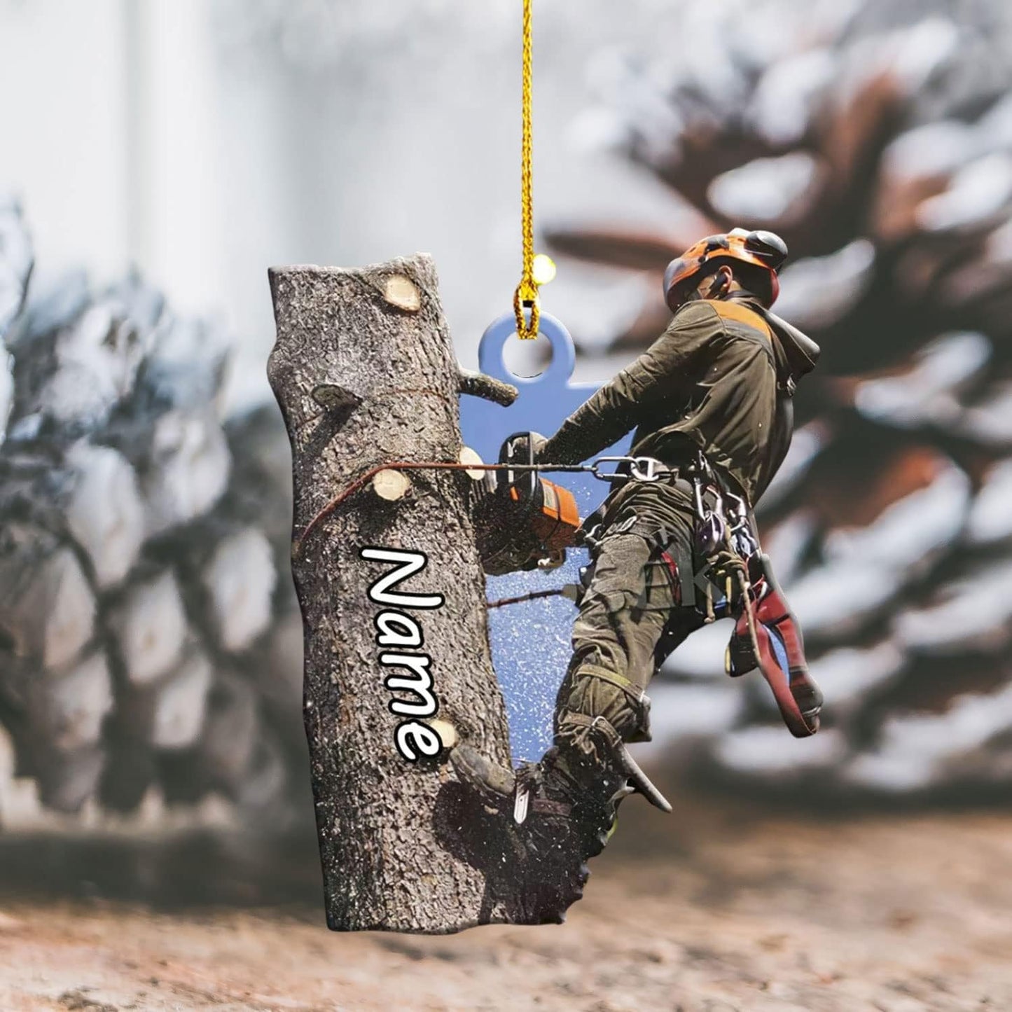 Personalized Arborist Ornament – Lumberjack Carpenter Christmas Ornament Style 2