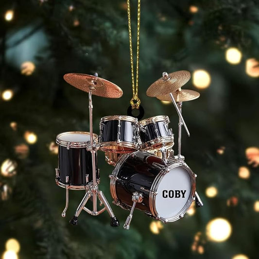 Personalized Drum Set Ornament - Custom Acrylic Christmas Gift for Drummers & Music Lovers