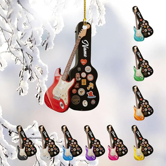 Custom Electric and Acoustic Guitar Christmas Ornament - Guitar Ornament Gift LL26