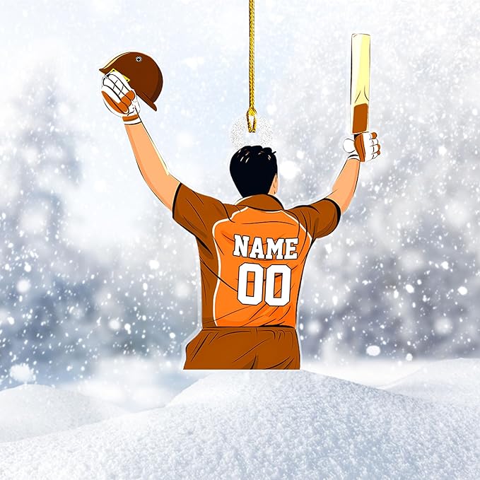 Personalized Cricket Christmas Ornament 2025, Custom Cricket Bat Ornament NO4