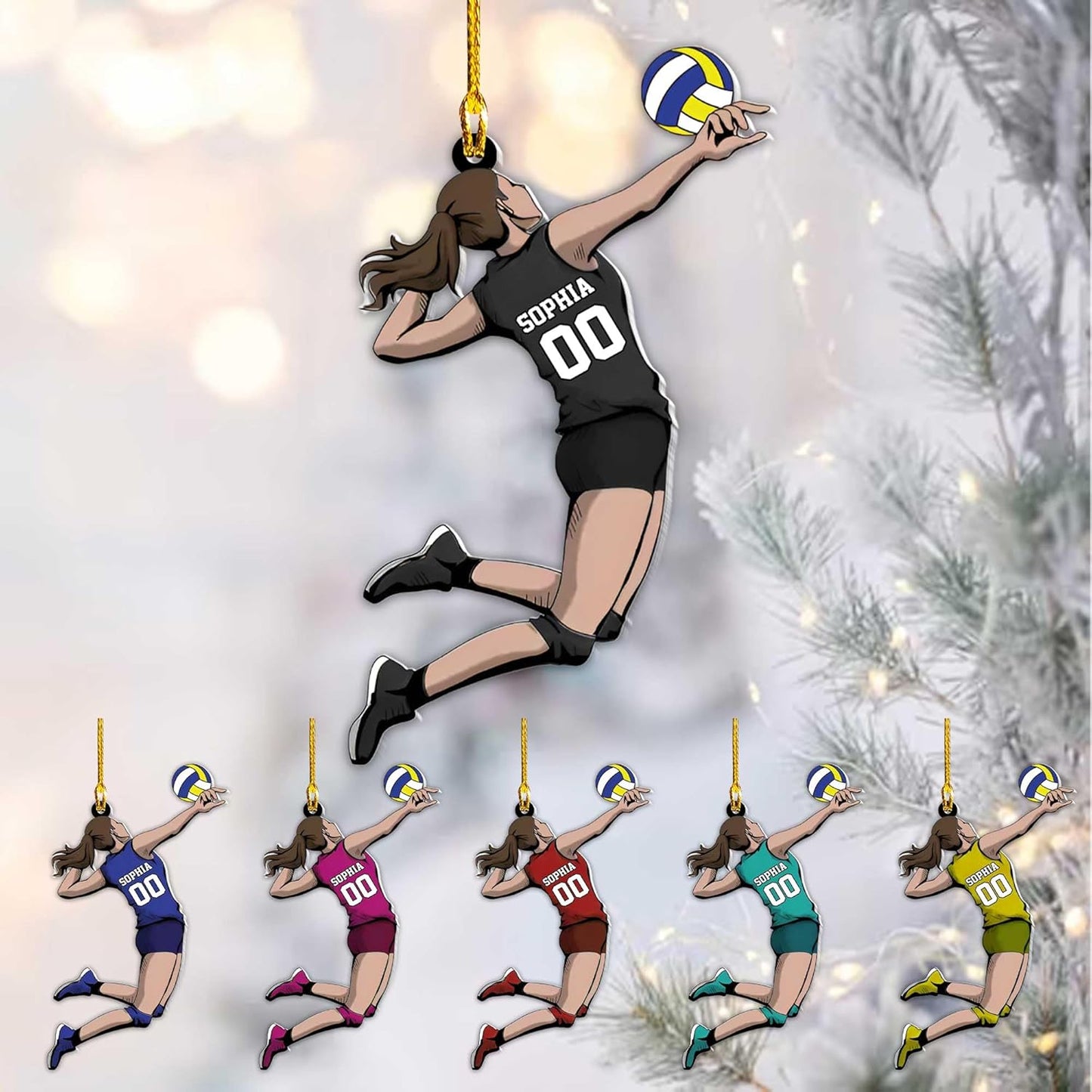 Personalized Volleyball Christmas Ornament – Custom Name Acrylic Ornament, Team Sports Holiday Decor, Volleyball Player Gift, Custom Xmas Keepsake TV10