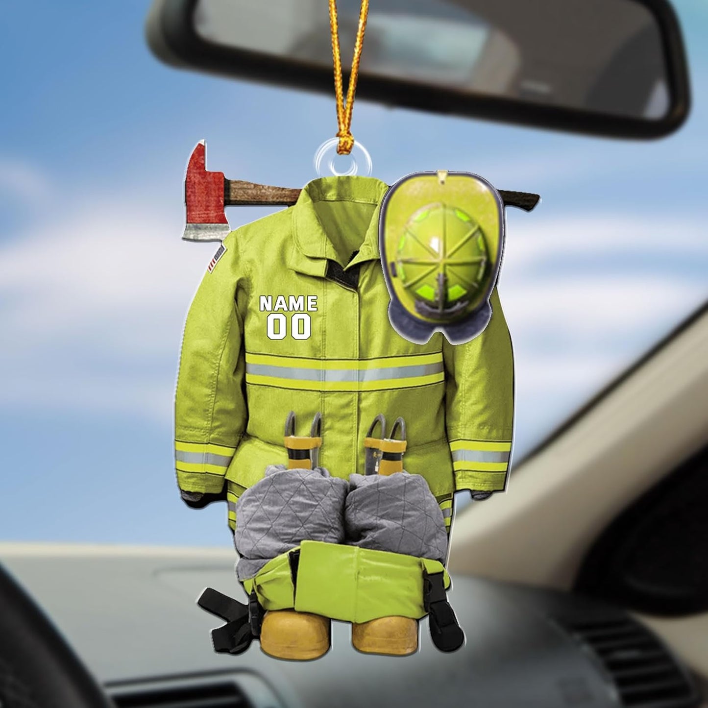 Personalized Firefighter Uniform Christmas Ornament Style 3