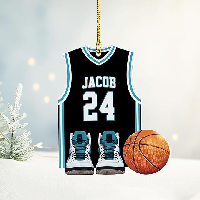 Personalized Basketball Christmas Ornament – Custom Name Acrylic Ornament, Sports Holiday Decoration, Basketball Player Gift N03