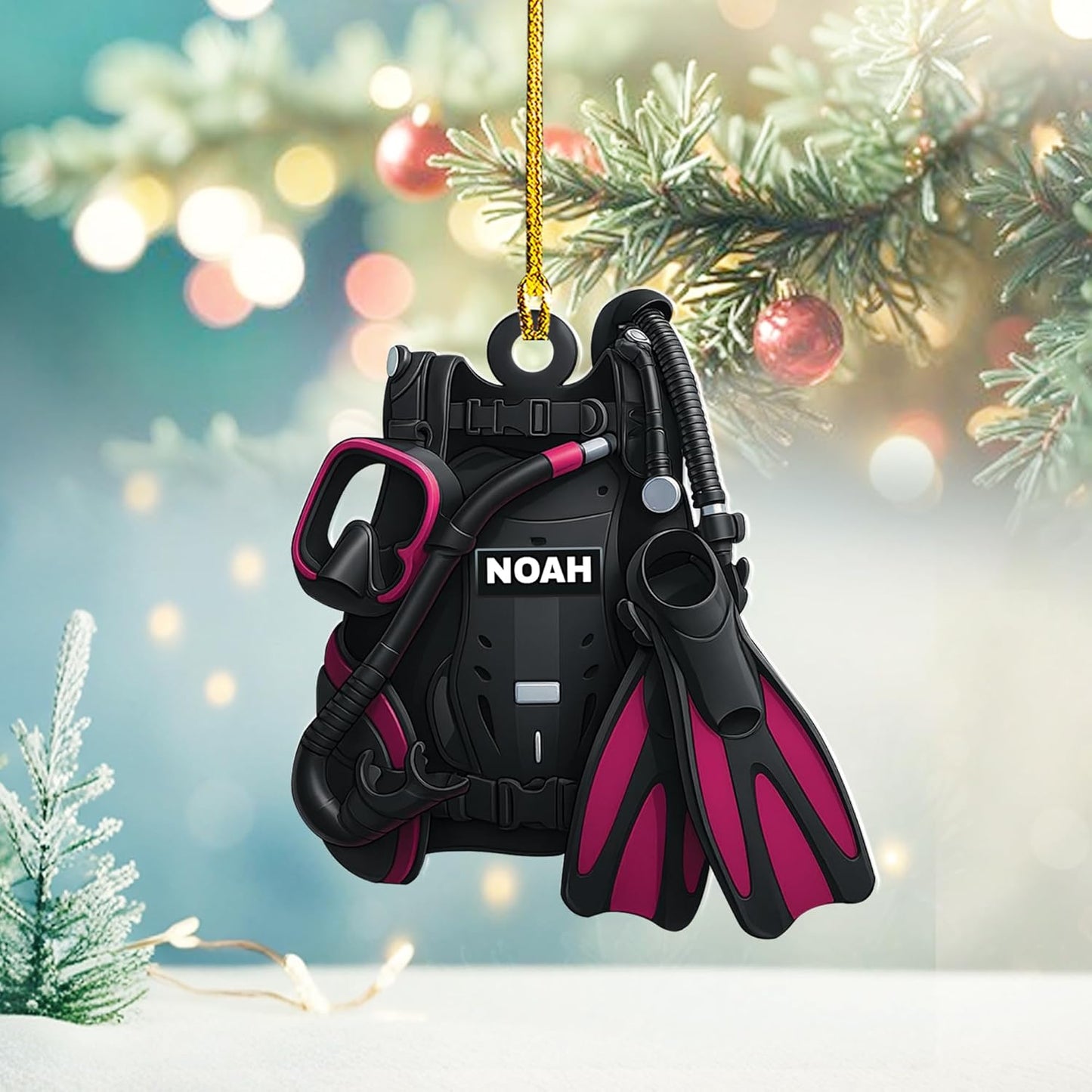 Custom Scuba Diver Ornament – Personalized Acrylic Christmas Tree Decoration, Gift for Divers and Swimmers TSD24