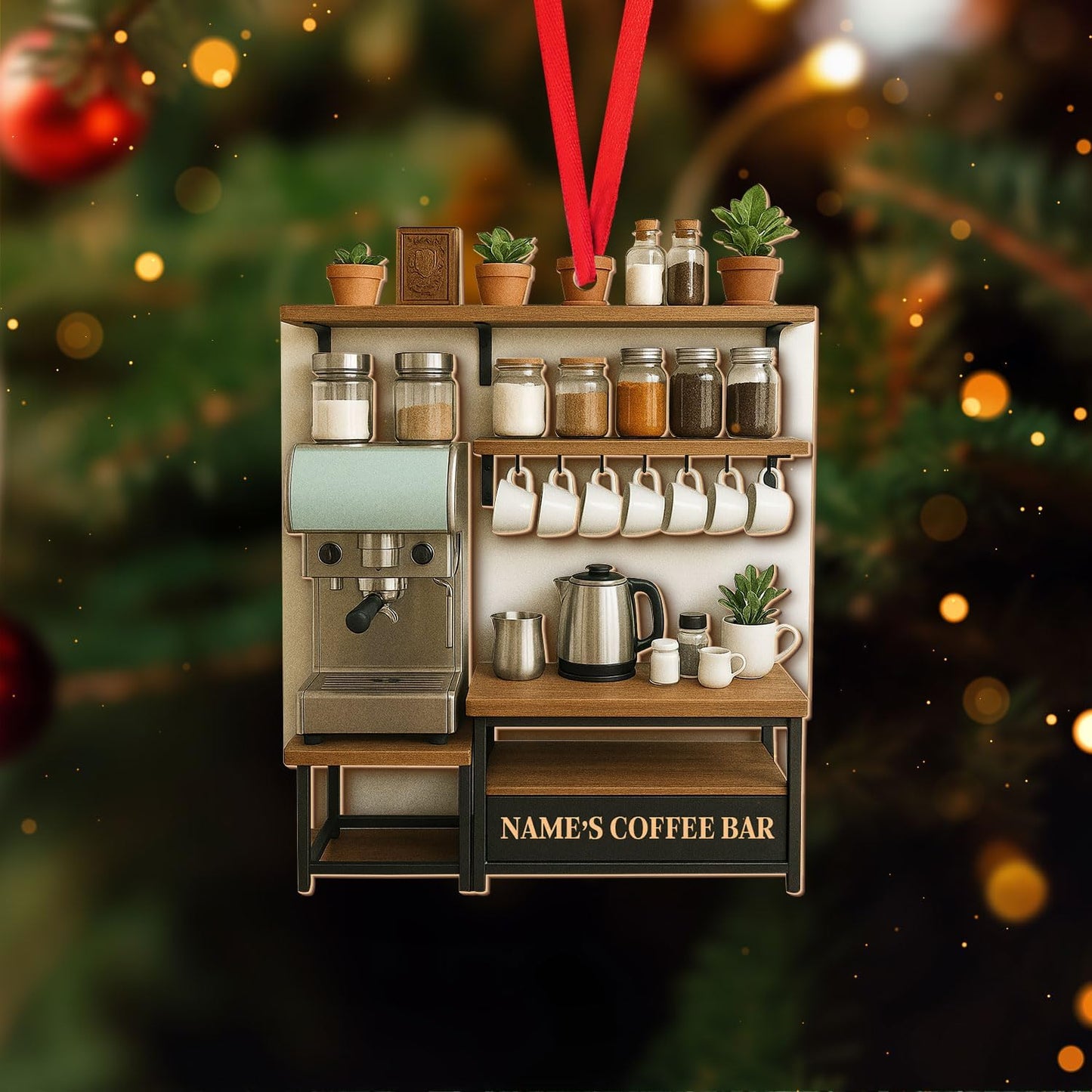 Personalized Coffee Bar Ornament – Unique Holiday Keepsake for Coffee Lover TC23