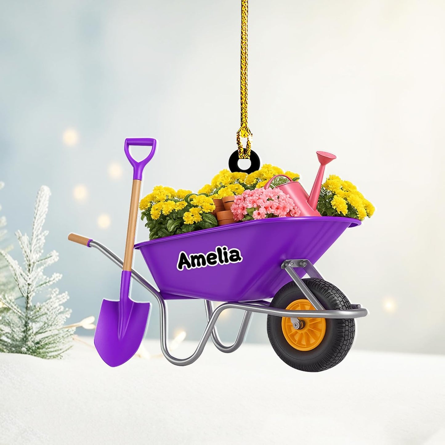 Personalized Gardening Acrylic Ornament – Custom Name Garden Tools Christmas Tree Decoration for Gardeners & Plant Lovers TG3