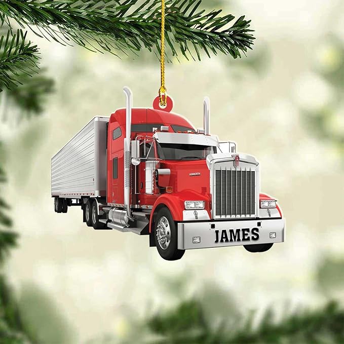 Personalized Semi Truck Christmas Decor - Truck Driver Ornament Gift