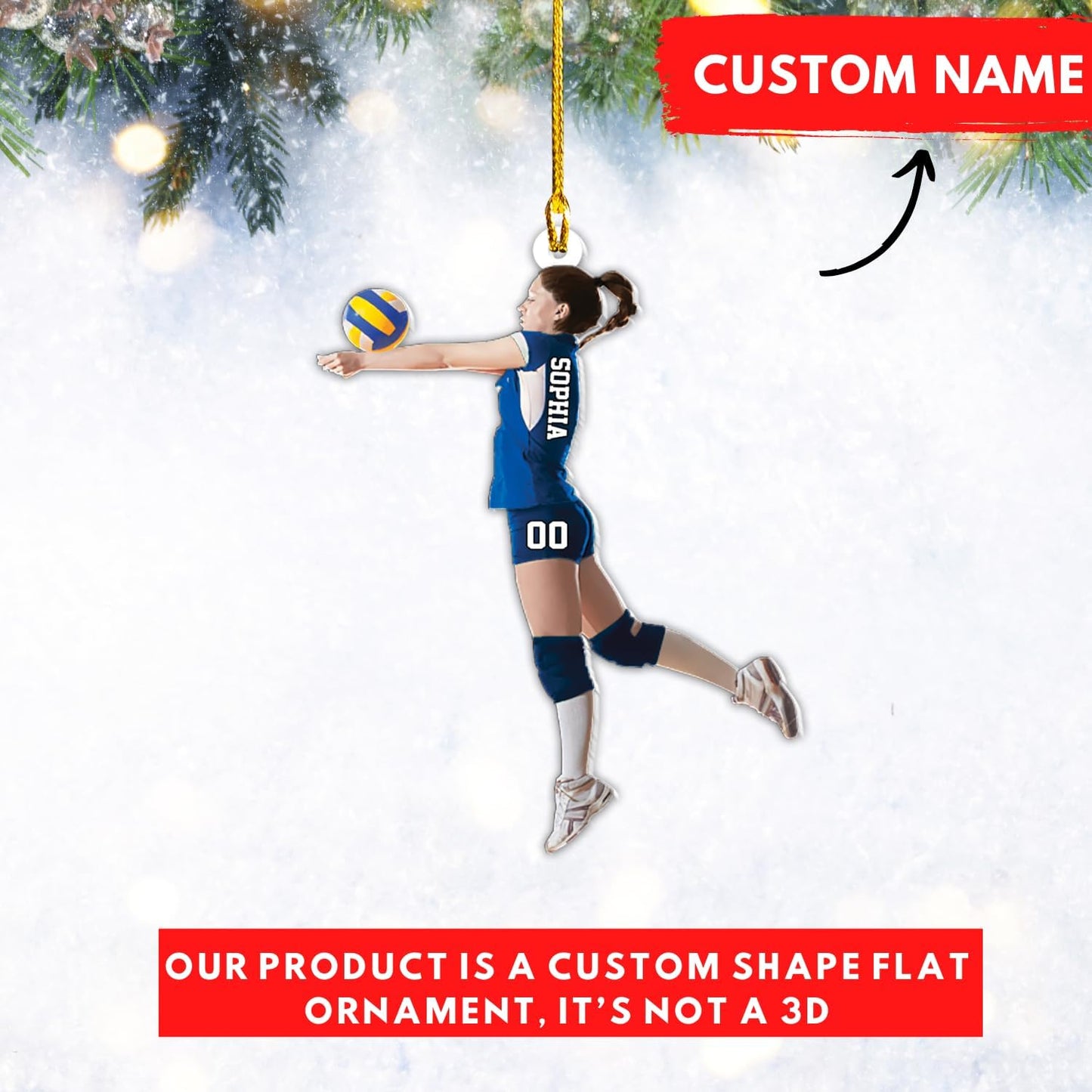 Personalized Volleyball Christmas Ornament – Custom Name Acrylic Ornament, Team Sports Holiday Decor, Volleyball Player Gift, Custom Xmas Keepsake TV9