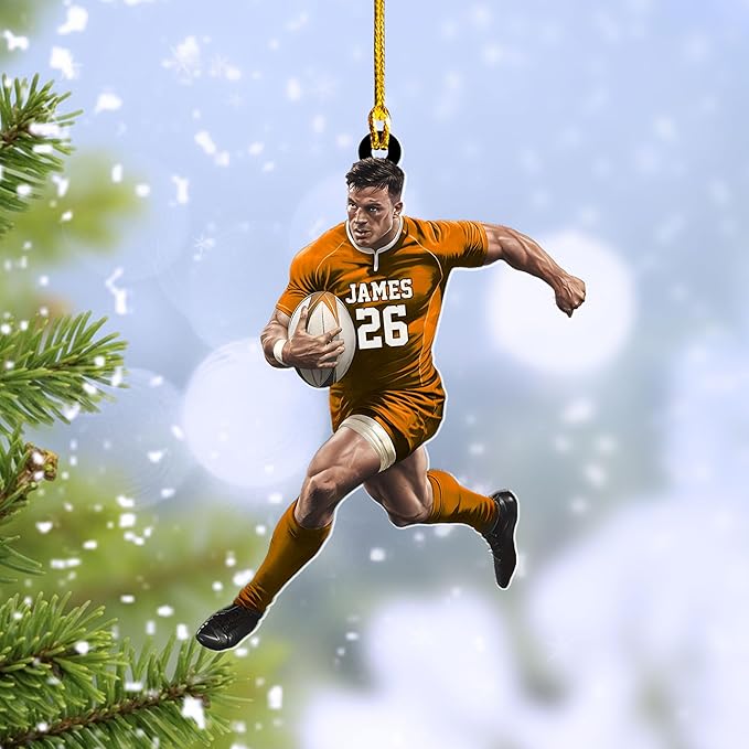 Personalized Rugby Player Christmas Gift for Sports Lovers - Rugby Ornament LL7