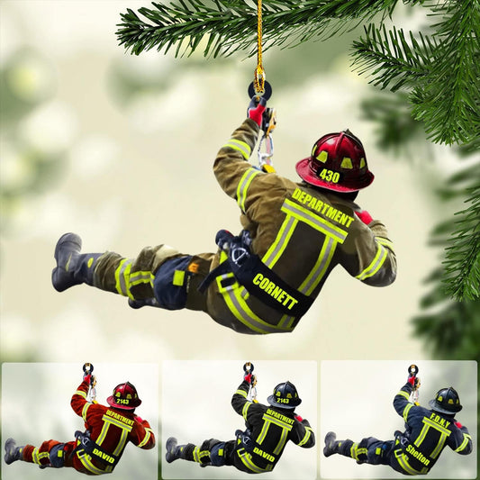 Personalized Firefighter Christmas Ornament Style 1
