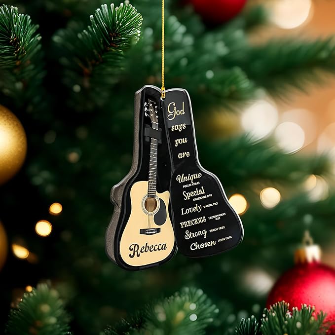 Custom Electric and Acoustic Guitar Christmas Ornament - Guitar Ornament Gift LL17