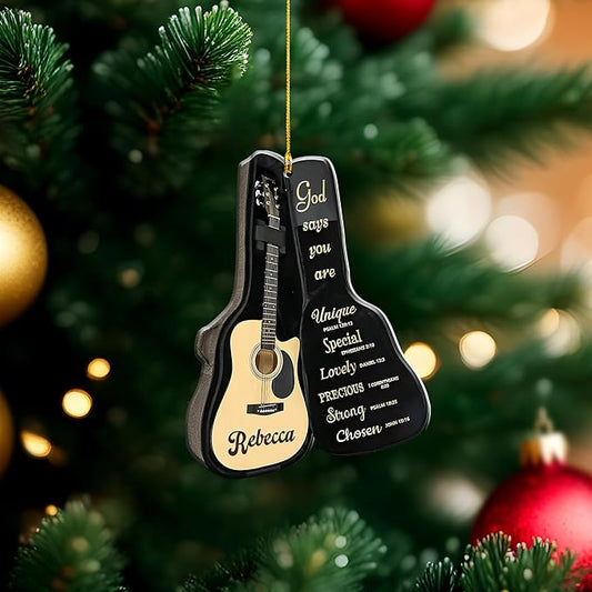 Custom Electric and Acoustic Guitar Christmas Ornament - Guitar Ornament Gift LL17