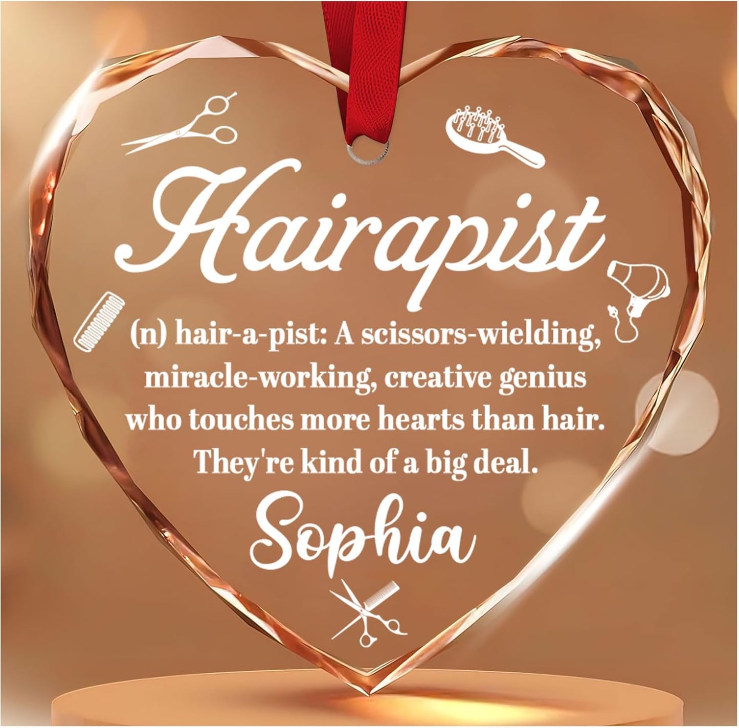 Personalized Hair Stylist Ornament – Custom Name for Hairdresser Glass Ornament