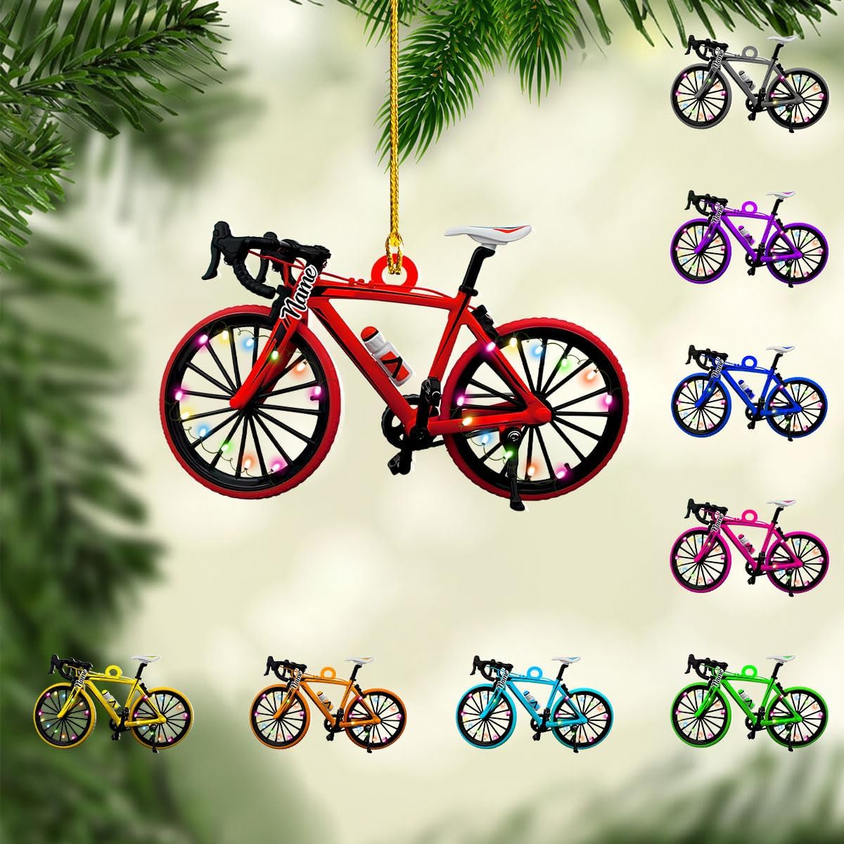 Custom Name Cycling Acrylic Ornament – Personalized Bike Gift, Christmas Tree Keepsake for Cycling Enthusiasts TC17
