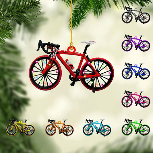 Custom Name Cycling Acrylic Ornament – Personalized Bike Gift, Christmas Tree Keepsake for Cycling Enthusiasts TC17