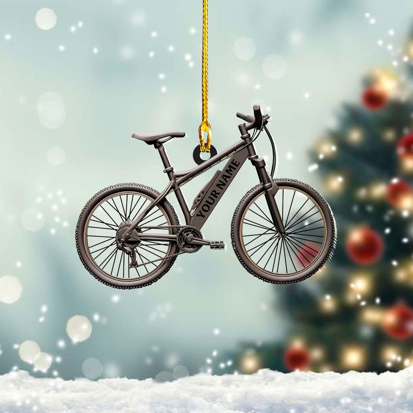 Custom Name Mountain Biking Ornament – Personalized Acrylic Cycling Christmas Gift, Sport Holiday Keepsake TB22