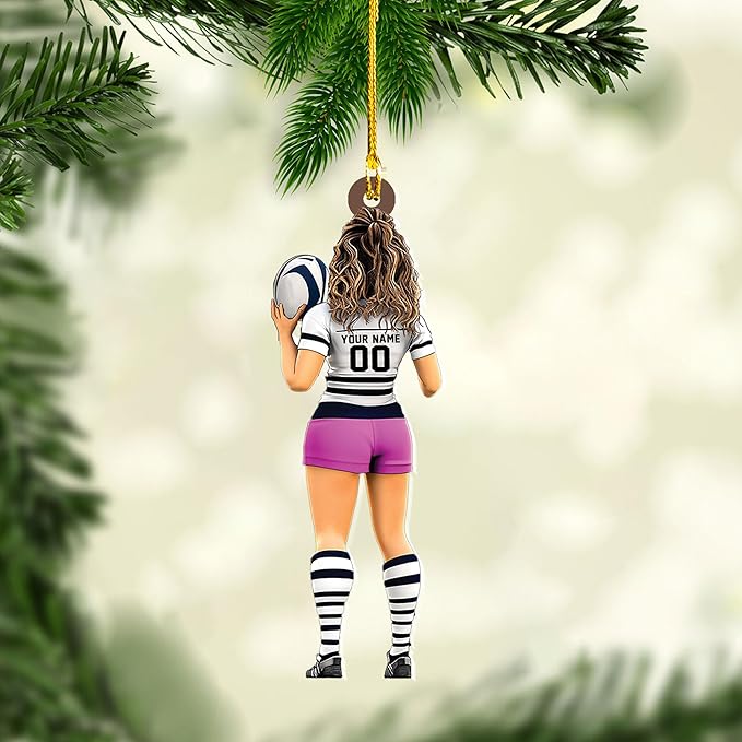 Personalized Rugby Player Christmas Gift for Sports Lovers - Rugby Ornament LL31