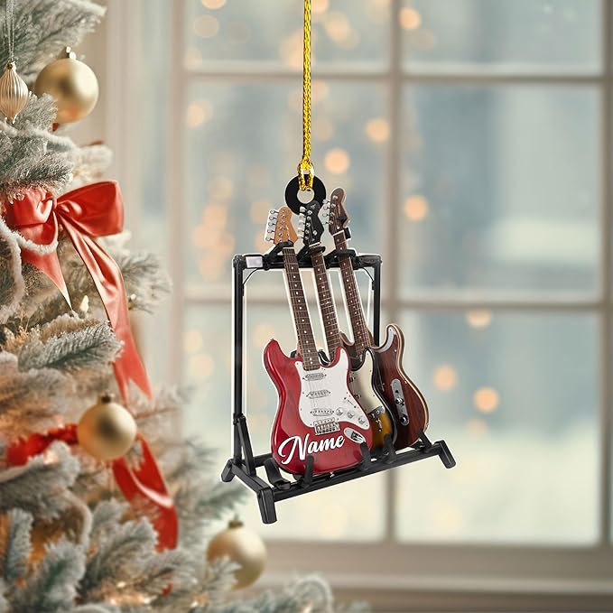 Custom Electric and Acoustic Guitar Christmas Ornament - Guitar Ornament Gift LL25