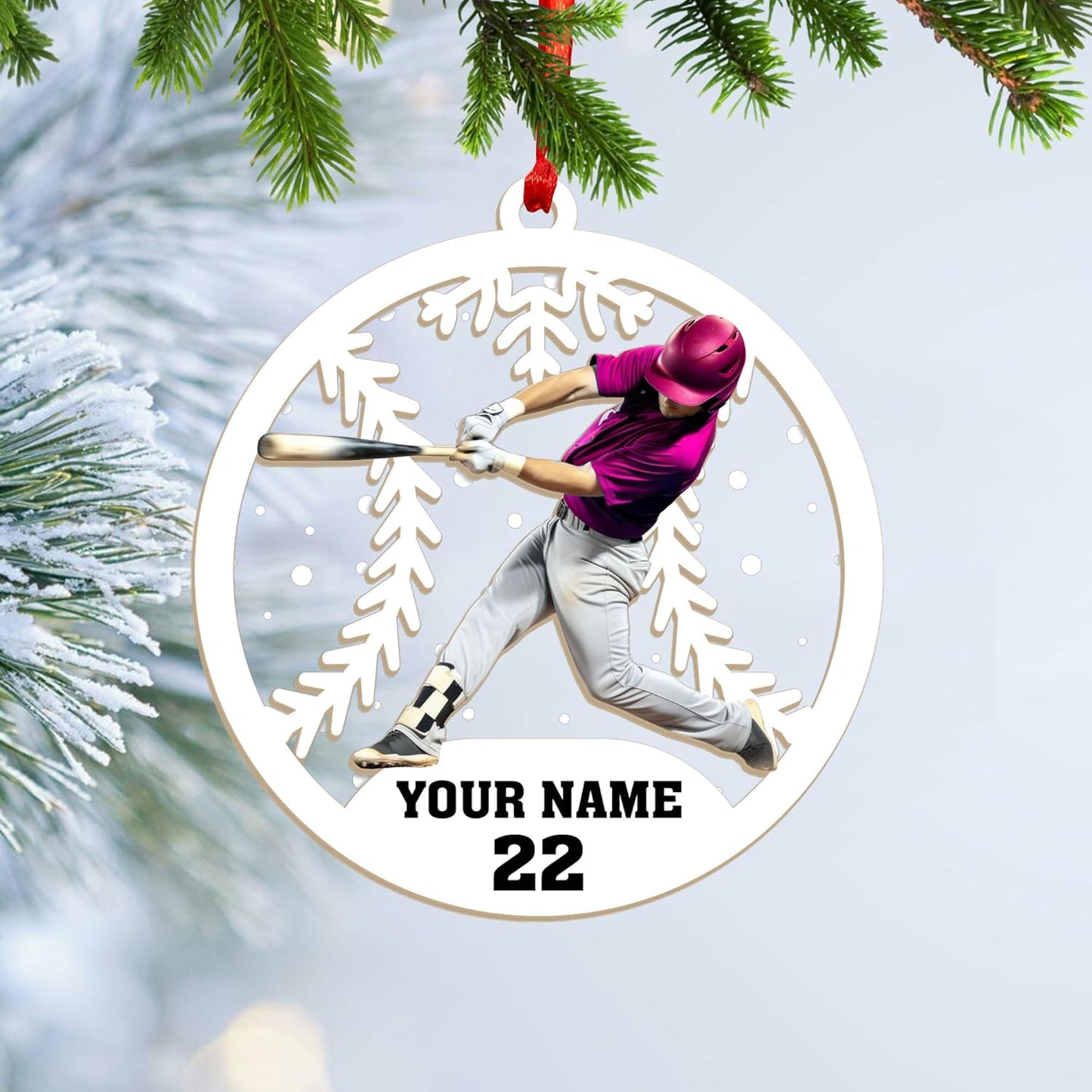 Personalized Softball Ornament – Custom Sports Christmas Tree C18