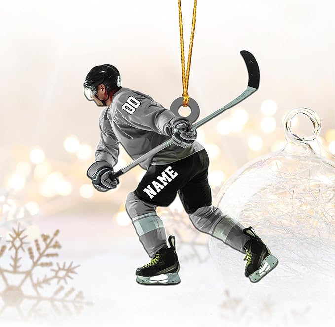 Personalized ice Hockey Ornament N36