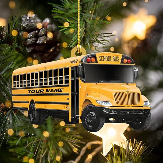 Personalized School Bus Ornament - Bus Driver Christmas Gift L3