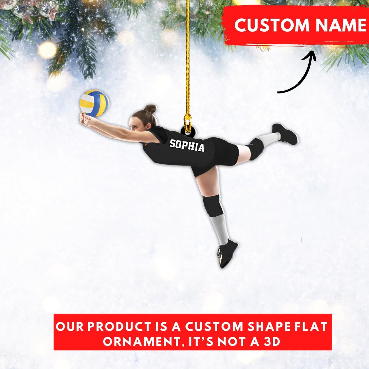 Personalized Volleyball Christmas Ornament – Custom Name Acrylic Ornament, Team Sports Holiday Decor, Volleyball Player Gift, Custom Xmas Keepsake TV2