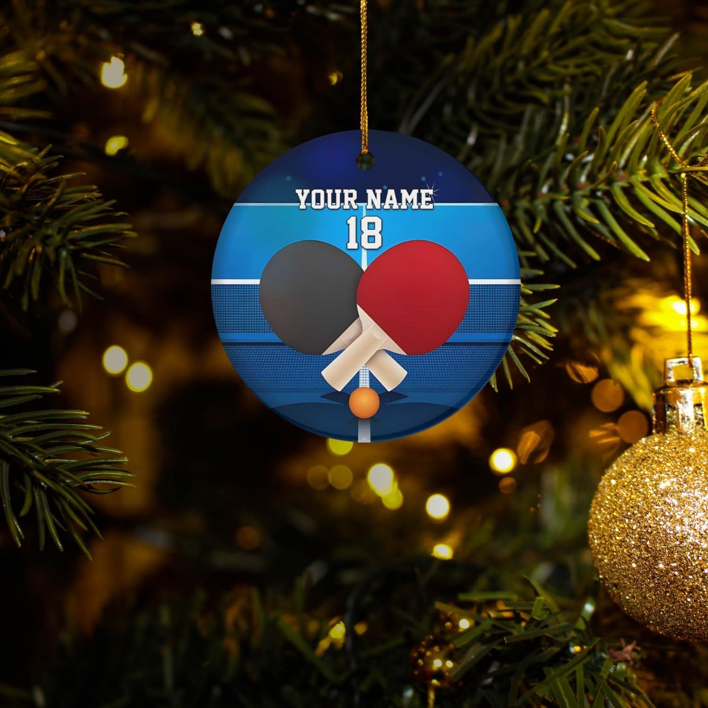 Personalized Ping Pong Player Ornament – Custom Name Acrylic Table Tennis Christmas Gift, Flat 2D Sport Decor TT19