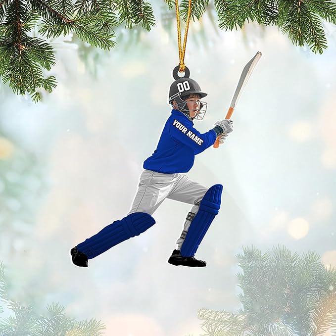 Personalized Cricket Christmas Ornament 2025, Custom Cricket Bat Ornament N14